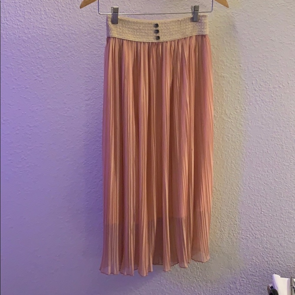 Shiny Pleated Pink Skirt